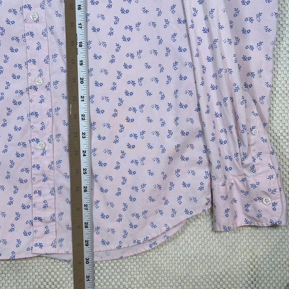 J. Crew Slim Stretch Secret Wash Shirt Floral Print Button‎ Down Mens M Pink